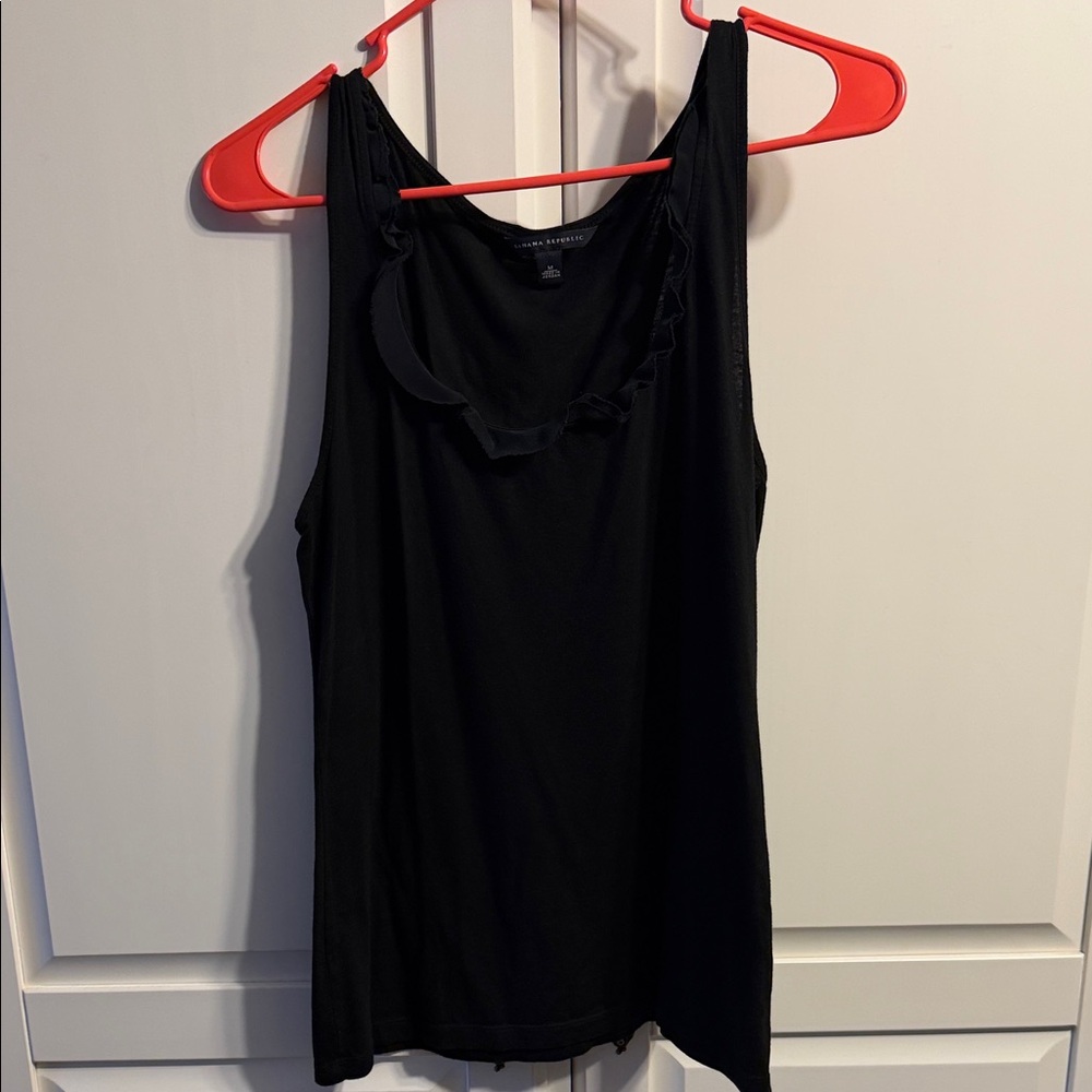 Banana Republic Black Ruffle Trim Tank Top
